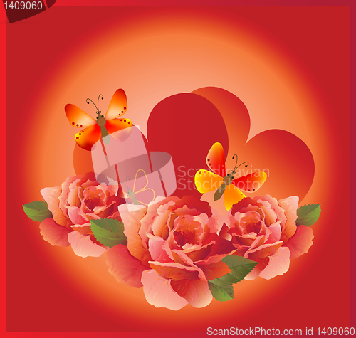 Image of romantic cardr with red rose