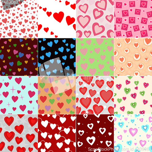 Image of super set vector seamless pattern with hearts