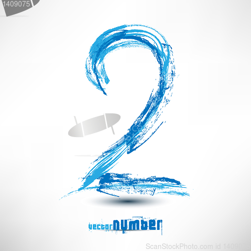 Image of Vector illustration drawn by hand number. Grunge wave.