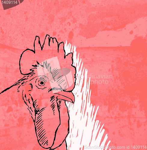 Image of rooster sketch on grunge background