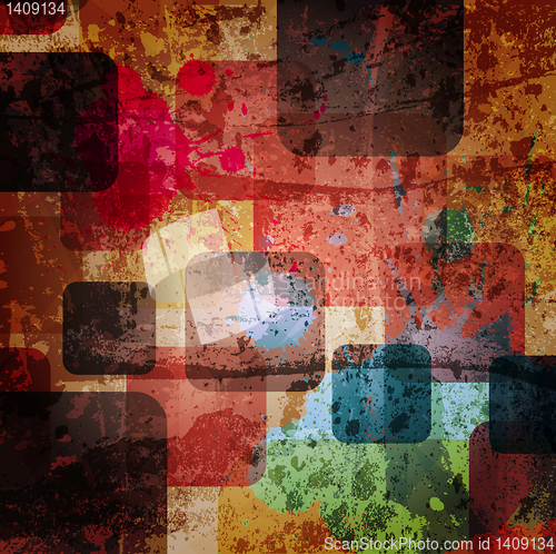 Image of squares on the grunge wall, abstract vector background