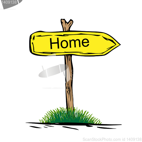 Image of Road sign with green grass isolated on a white background. Home