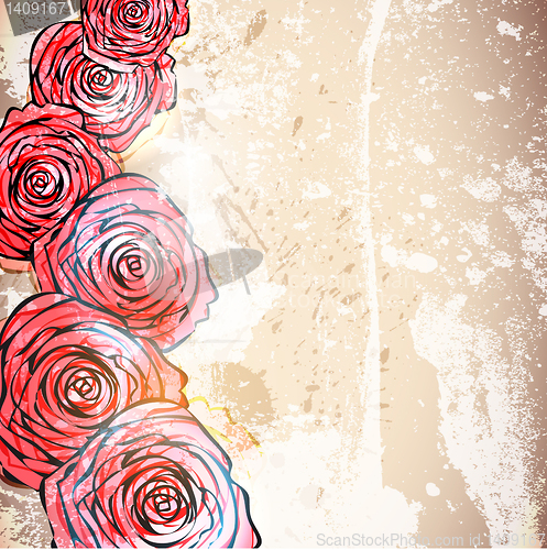 Image of Vintage card with a flower. vector rose flower background