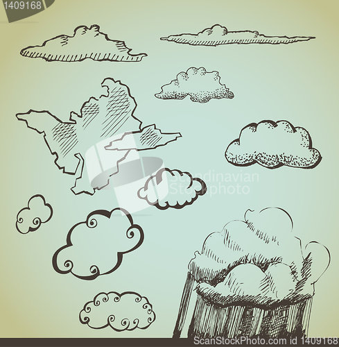 Image of vector set: drawn by hand clouds