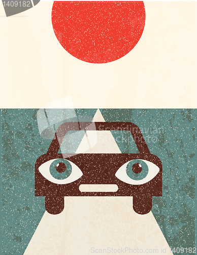 Image of Retro grunge poster. Car