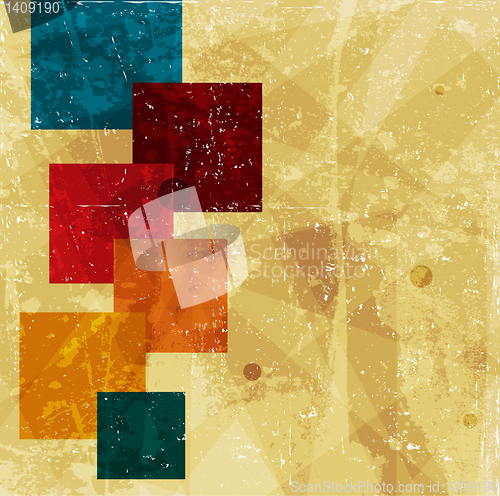 Image of squares on the grunge wall, abstract vector background
