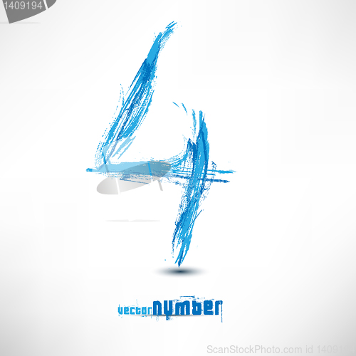 Image of Vector illustration drawn by hand number. Grunge wave.