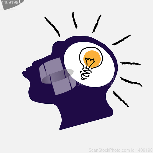 Image of illustration of idea bulb in stylized monkey head