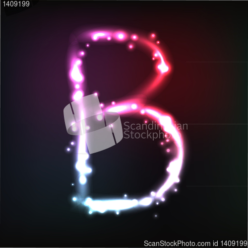 Image of Vector alphabet. Neon letter