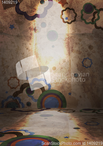 Image of Old room, grunge interior vector background