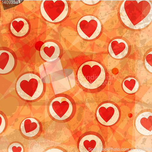 Image of Grunge hearts vector background
