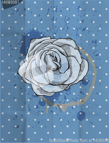Image of Vintage design. Tea rose. Paper grunge background