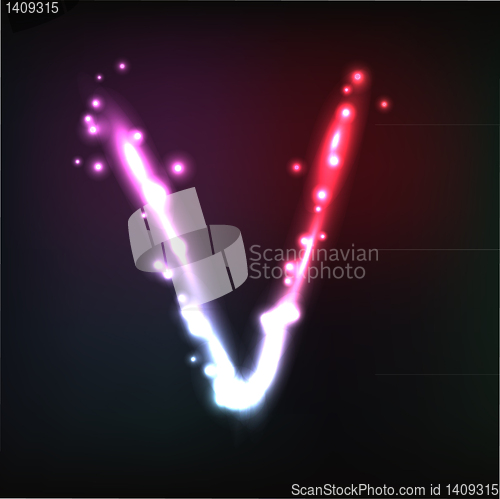 Image of Vector alphabet. Neon letter