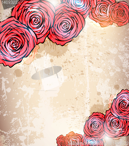 Image of Vintage card with a flower. vector rose flower background