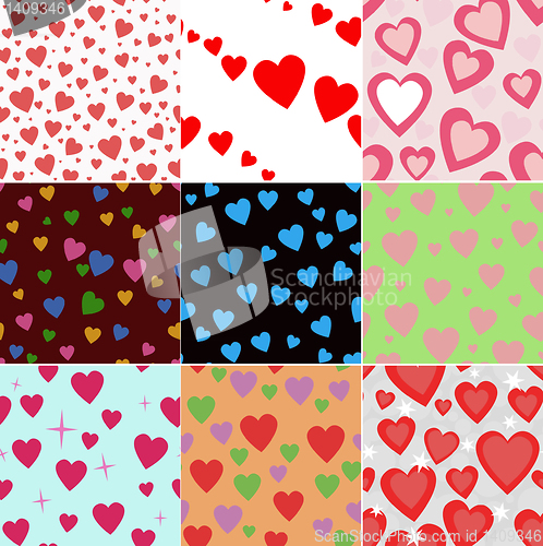 Image of super set vector seamless pattern with hearts