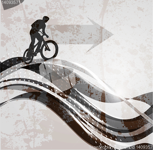 Image of Vector illustration of BMX cyclist on rainbow
