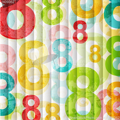 Image of Abstract background with colorful rainbow numbers for design