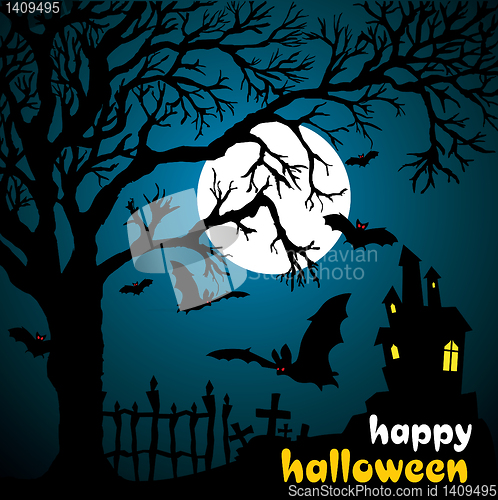 Image of Halloween vector illustration scene