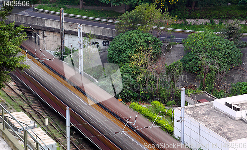 Image of Train rail in city