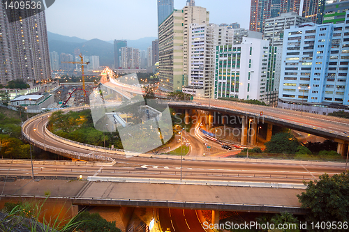 Image of downtown area and overpass in hong kong