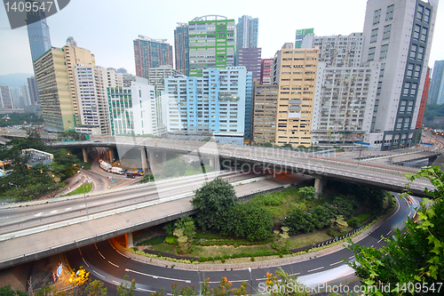 Image of downtown area and overpass in hong kong