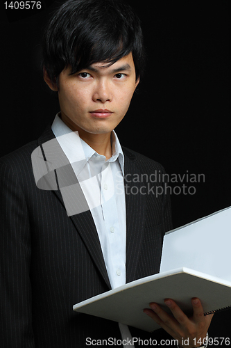 Image of asia man holding folder