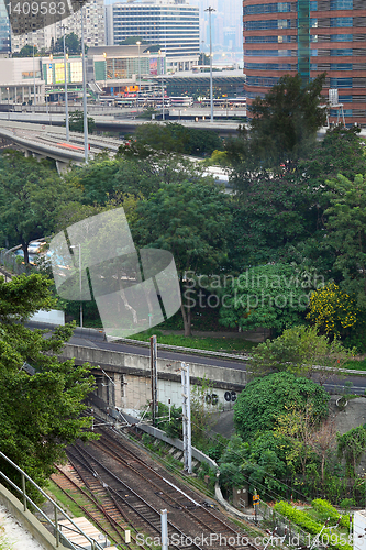 Image of Train rail in city