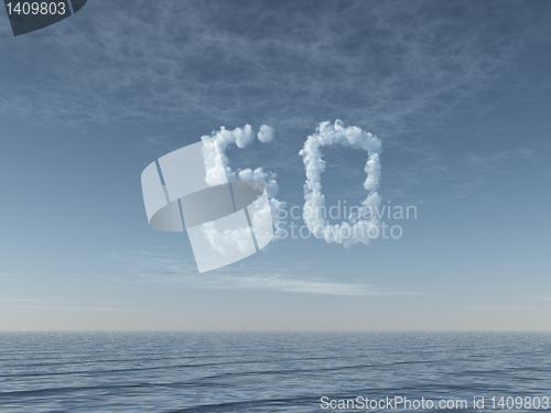 Image of cloudy number fifty over water