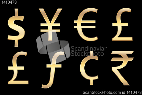 Image of currencies symbols in gold