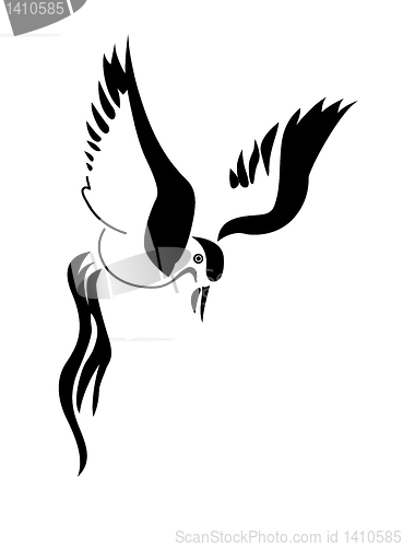 Image of vector silhouette of the bird on white background