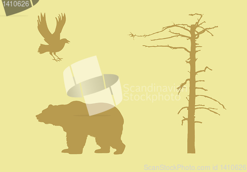 Image of vector silhouettes animal on yellow background