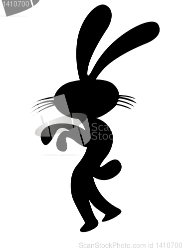 Image of vector silhouette chicken-hearted hare on white background