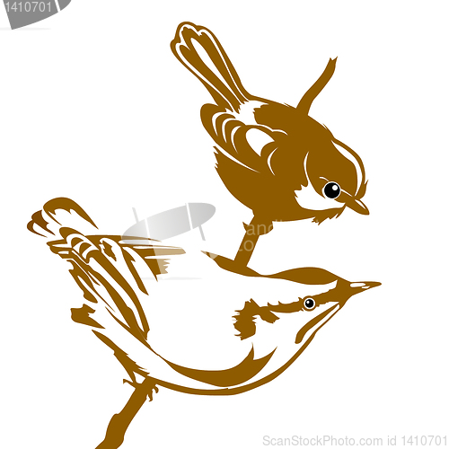 Image of vector silhouette of the bird on white background
