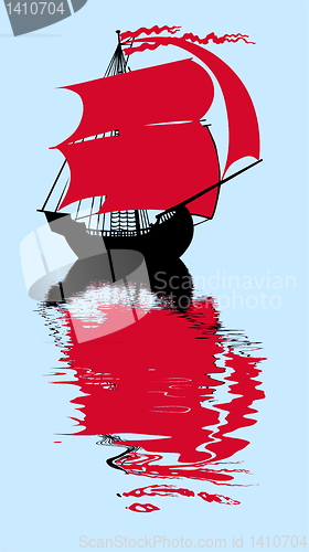 Image of vector illustration of the sailfish with red sail