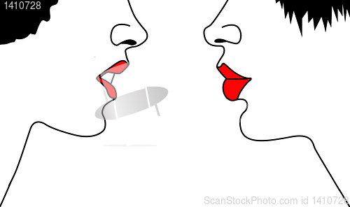 Image of vector silhouette two womans on white background