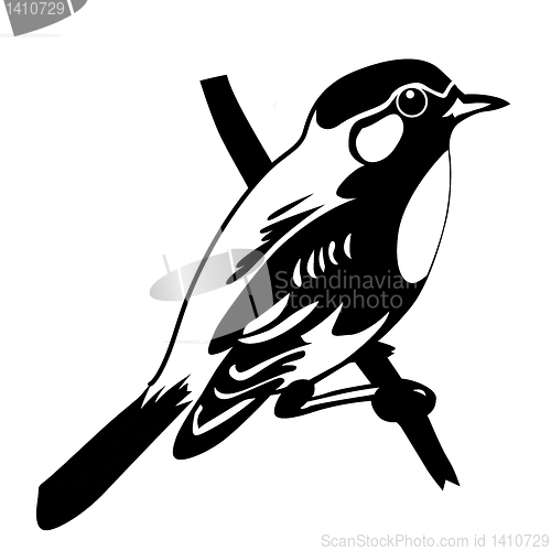 Image of vector silhouette of the bird on white background