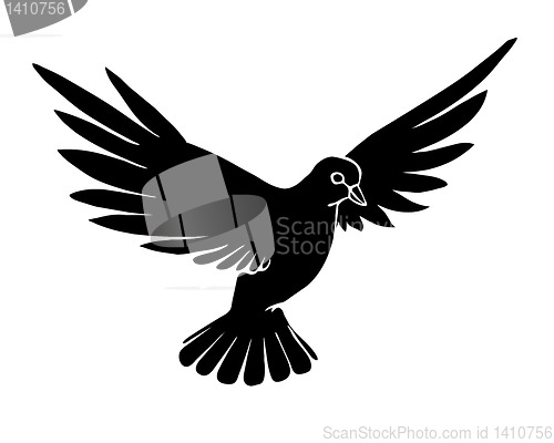 Image of vector silhouette dove on white background