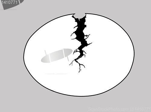 Image of vector silhouette egg with rift on gray background