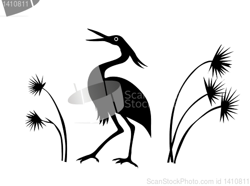 Image of vector silhouette crane on white background