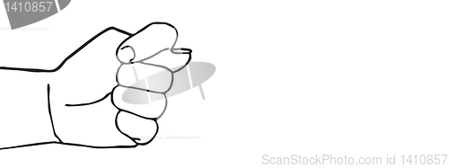 Image of vector silhouette hand on white background