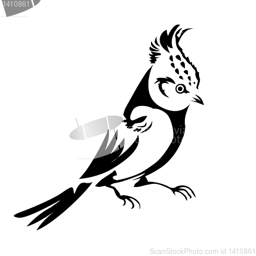 Image of vector silhouette of the small bird on white background