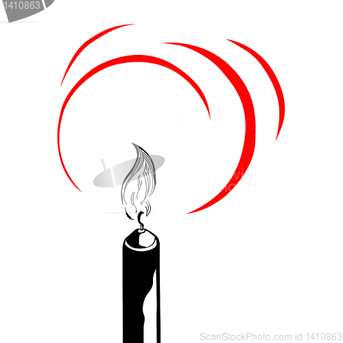 Image of vector silhouette of the candle on white background