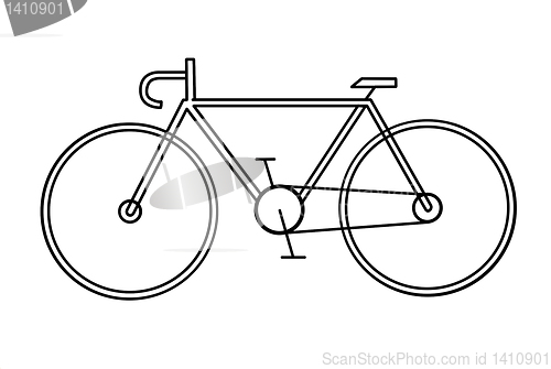 Image of drawing of the bicycle on white background