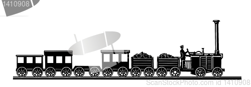 Image of vector old-time train on white background