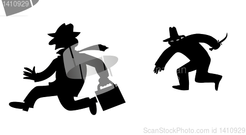 Image of vector silhouette bandit on white background 
