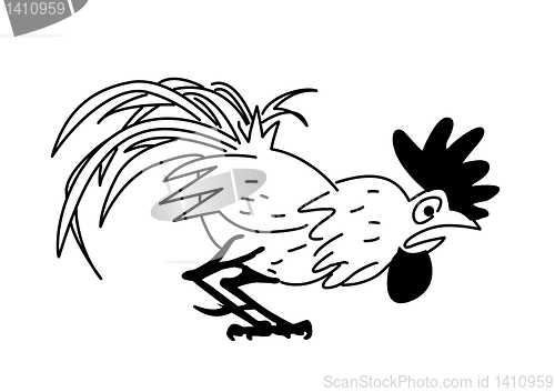 Image of vector silhouette cock on white background