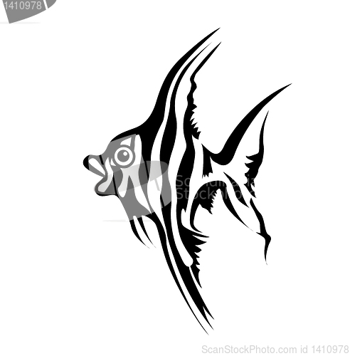 Image of vector silhouette of sea fish on white background