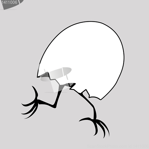 Image of vector silhouette nestling in egg