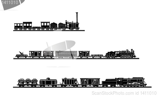 Image of vector set old train on white background