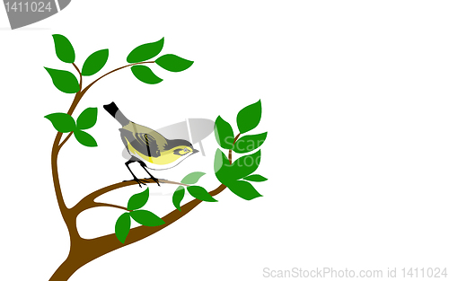 Image of vector silhouette bird on tree